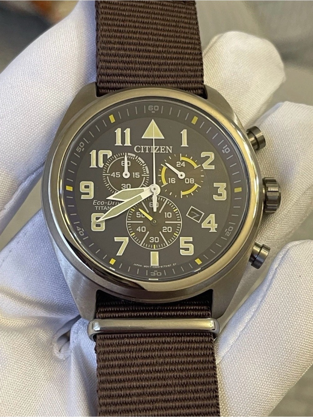 Citizen Garrison Super Titanium Chronograph AT2480-81X Green Dial Men's Watch